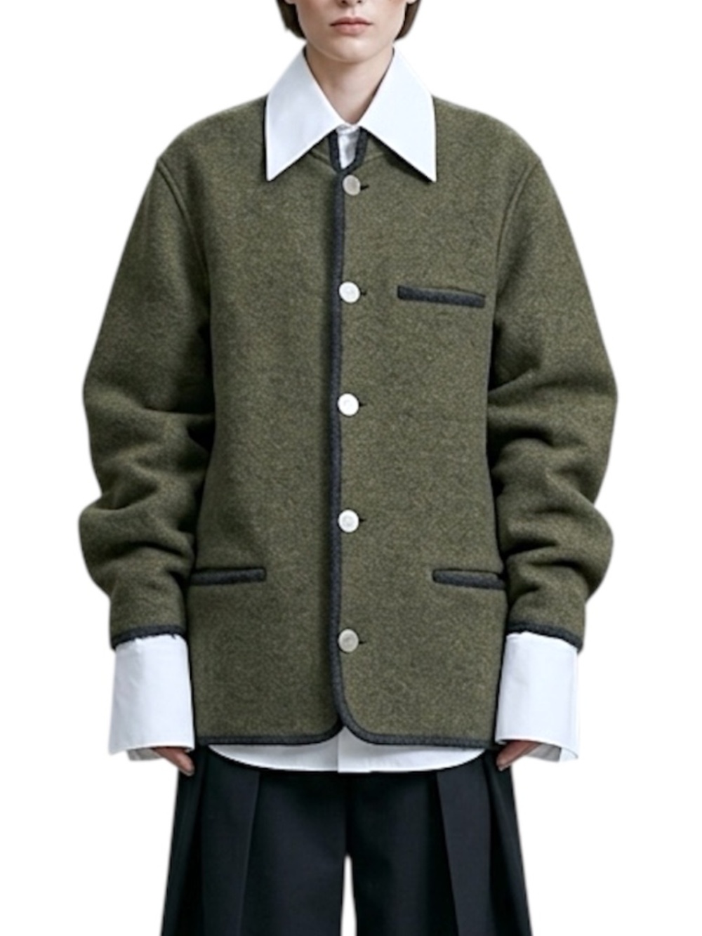VTG 80s boiled wool Loden green boxy Tyrol cottagecore cardigan Trachten jacket